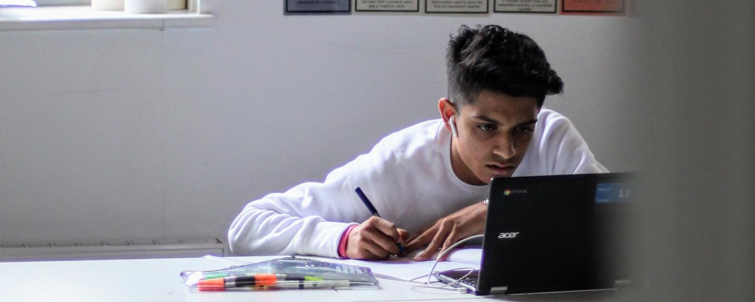 Student studying with laptop